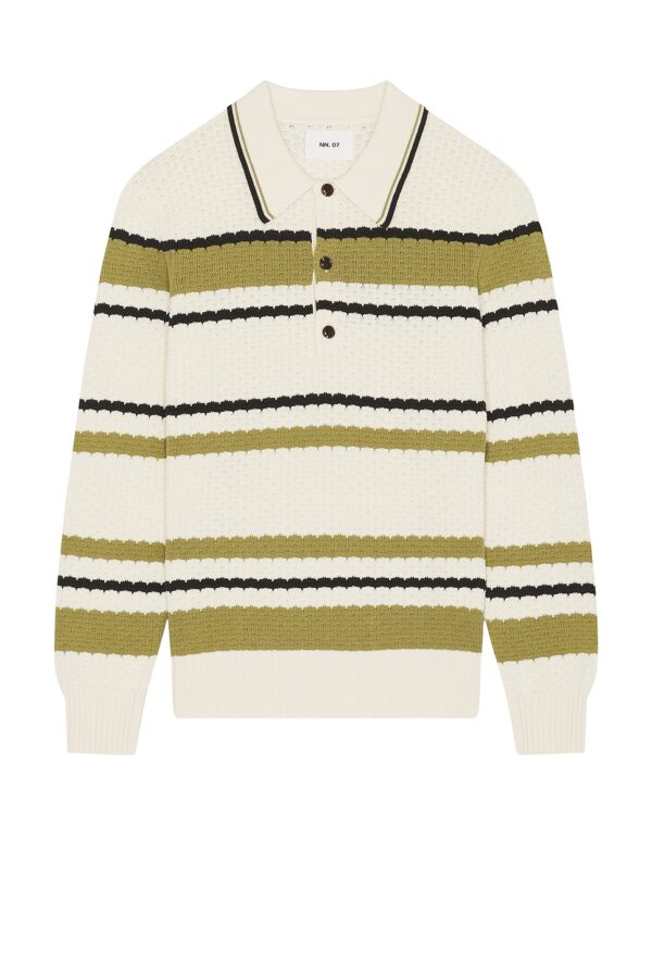 NN07 Alfie Polo Sweater in Ivory - Ivory. Size XL/1X (also in L, M).