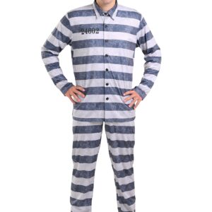 Plus Size Vintage Prisoner Fancy Dress Costume for Men