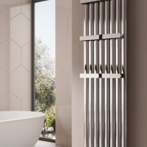 Reina Neval Vertical Aluminium Designer Radiator, Polished, 1800mm x 345mm