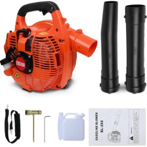 26cc Petrol Leaf Blower, Handheld Leaves Blowing Dust Snow with Adjustable Shoulder Strap for Patio Cleaning, Lawn Care, Leaves Garden Orange