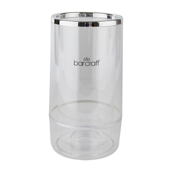 BarCraft Insulated Wine Cooler, Single Bottle, Acrylic with Chrome Detail, 12 x 12 x 23cm, Clear / Steel