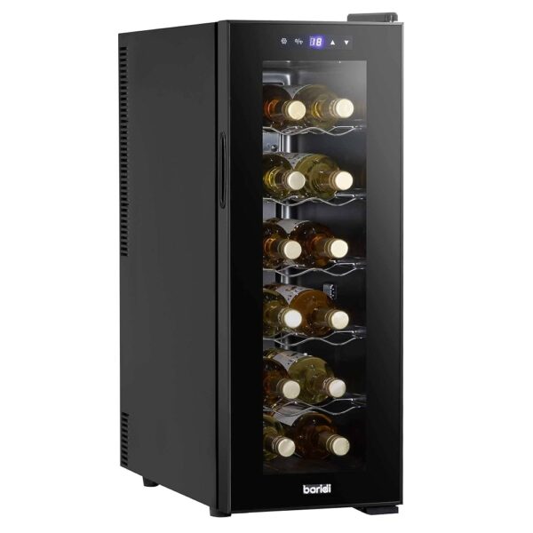 Baridi Black 12 Bottle Wine Fridge Cooler, Super Quiet 25dB, Touch Control, LED - DH73