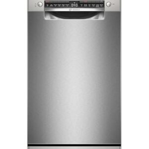 Bosch SPS4HMI49G Series 4, Free-Standing Dishwasher 45 cm, ExtraDry, Silence Plus, Slimline Vario Flex Baskets and Vario Drawer, Silver Inox