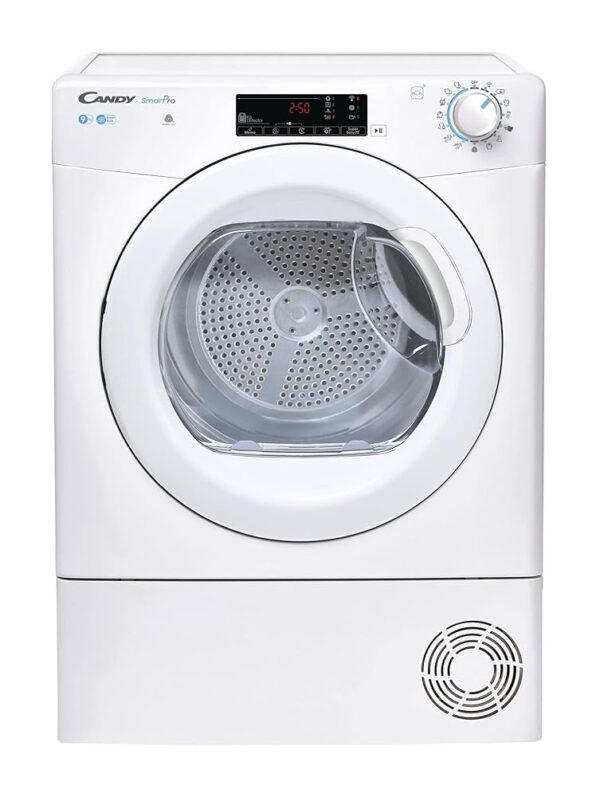 Candy CSOEC9TG 9kg Condenser Tumble Dryer, Sensor Dry, WiFi, White/White Door