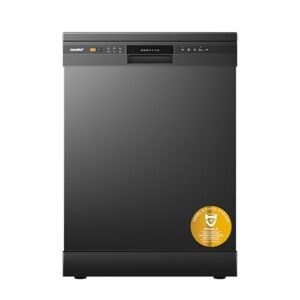 COMFEE' Freestanding Dishwasher CDWPF1201PB-UK 60cm Width, Full Size Dishwasher with 12 place settings, Quick Wash, Hygiene Wash, Delay Start, Half Load - Black