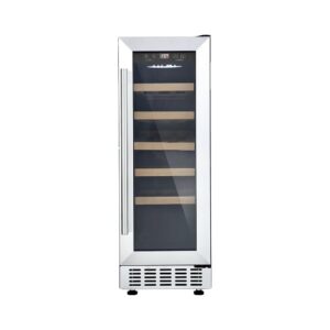 Cookology CWC300SS Freestanding Undercounter Fridge Cabinet 30cm Wine Cooler, 20 Bottle, 60 Litre Capacity, with Digital Temperature Control and Reversible Door - in Stainless...