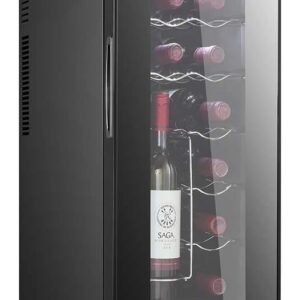 Cookology CWTE12BK 12 Bottle Thermo Electric Wine Cooler and Chiller for Counter Top, Digital Temperature Control, Less Noise and No Vibration - in Black