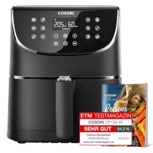 COSORI Air Fryer 5.5L Capacity,Oil Free, Energy and Time Saver with 11 Presets with 100 Recipes Cookbook, Non-Stick, Dishwasher Safe Basket,1700-Watt, CP158-AF, Black