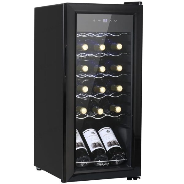 display4top Wine Fridge, Wine Cooler,Wine refrigerator,Digital Touch Screen Controls,black (18 Bottles)