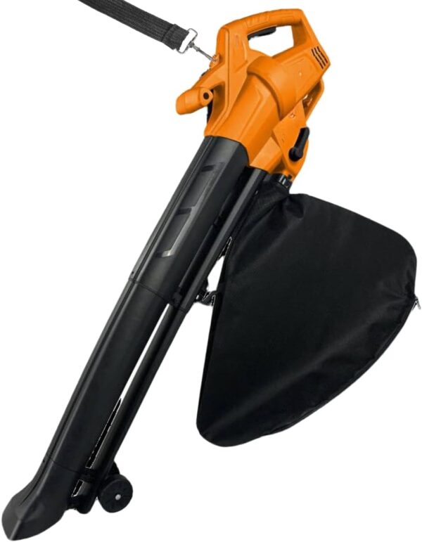 Electric Garden Leaf Blower Vacuum & Shredder - 3-in-1 - Lightweight 2.6kg - 10m Cable, Shoulder Strap, 35L Zipped Bag, Wheels - For Lawns, Paths, Patios, Driveways & More