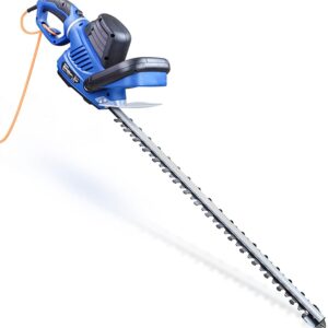 Hyundai 680w 610mm Corded Electric Hedge Trimmer Pruner, Rotatable Handle, 10m Power Cord, Handle Branches Up to 24mm in Diameter, 4.14kg, 3 Year Warranty