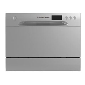 Russell Hobbs RHTTDW6S Freestanding Compact Dishwasher, Eco mode, 6 place settings, Noise level: decibels 52 (Energy Class F), Silver