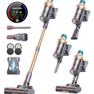 SMOTURE Cordless Vacuum Cleaner, 550W 45KPA Stick Vacuum with Touch Screen, Up to 60 Mins Runtime, Self-Standing Vacuum with Auto Mode, Lightweight Vacuums for Hardwood Floor...