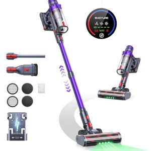 SMOTURE Cordless Vacuum Cleaner, 550W 45KPA Stick Vacuum with Touch Screen, Up to 60 Mins Runtime, Self-Standing Vacuum with Auto Mode, Lightweight Vacuums for Hardwood Floor...