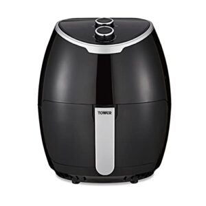 Tower T17061BLK Vortx Manual Air Fryer with Rapid Air Circulation, 30-Minute Timer, 4L, 1400W, Black