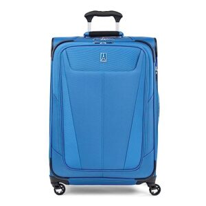 Travelpro Maxlite 5 Softside 2pc Set Expandable Carry On Luggage with 4 Spinner Wheels/Soft Underseat Tote, Lightweight Suitcase, Men and Women, Azure Blue, Checked-Medium 25-Inch, Maxlite 5 Softside