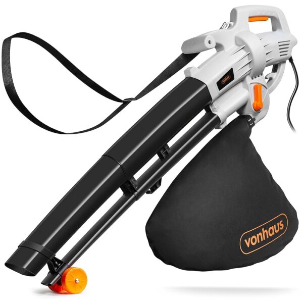 VonHaus Leaf Blower and Vacuum 3000W – Corded Leaves Collector, Clear Gardens, Patios, Gutters, Driveways & More – Lightweight, 10m Cable, Shoulder Strap, Wheels, 35L Collection...