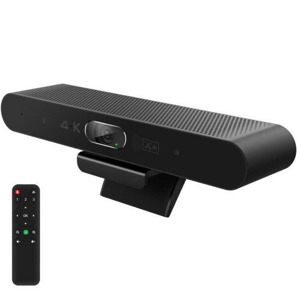 4K Pro Audio and Video Conference Room Camera with Remote Control for Windows TV, AI-Powered HD PC Webcam with Microphone & Speaker for Laptop/Desktop/Monitor/Teams/Zoom/Skype
