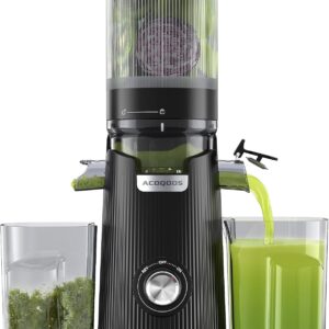 ACOQOOS Juicer Machines, Cold Press Juicer Whole Fruit and Vegetable with 5.3" Wider and Larger Feeding Chute (Capacity 1.8L), Easy to Clean Juicers with 2 Cups, Masticating...