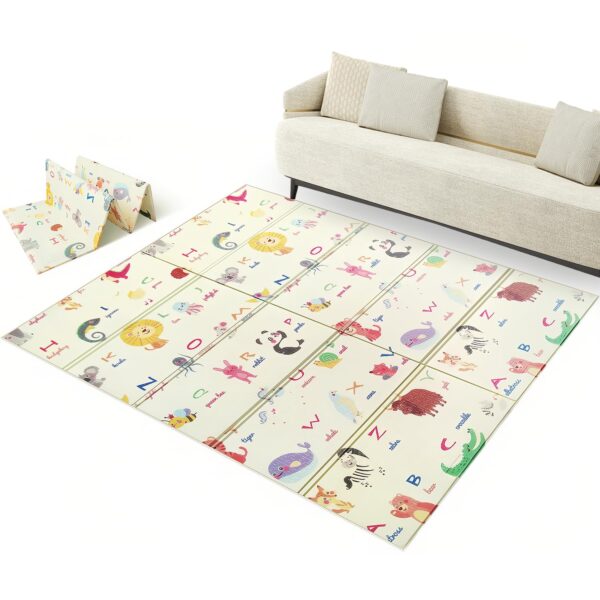 Baby Play Mat Double Side, Foldable Activity Playmat, Kids Large Foam Crawling Soft Blanket, Folding Waterproof Safe Floor Carpet,Picnics,Outdoor,Indoor Mat,150 x 180 x 1cm