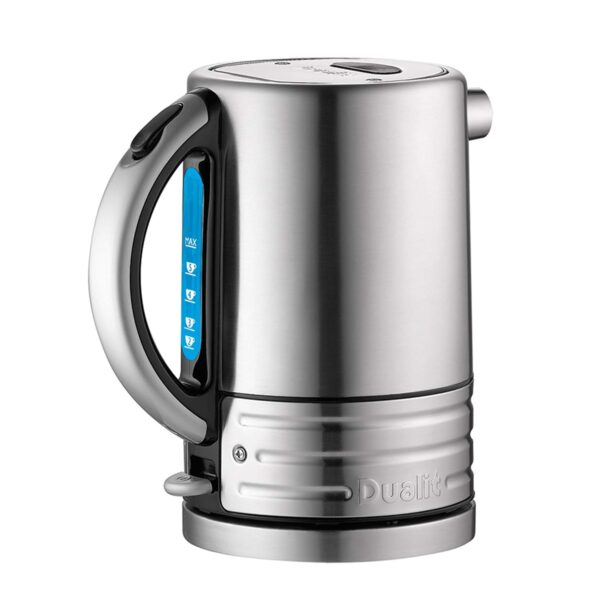 Dualit Architect Kettle | 1.5 L 2.3 KW Stainless Steel | Rapid Boil and Patented Pure Pour Non-Drip Spout | Measuring Window with Cup Level Indicators | CJK1, Black Trim Brushed...