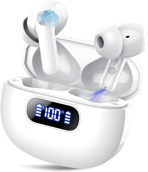 Ear buds Wireless Earbuds, Bluetooth 5.3 Headphones 2024 NEW Wireless Earphones, 4 ENC Noise Cancelling Mic, HiFi Stereo, 48H Playtime Mini In Ear Bluetooth Earbuds LED Display...