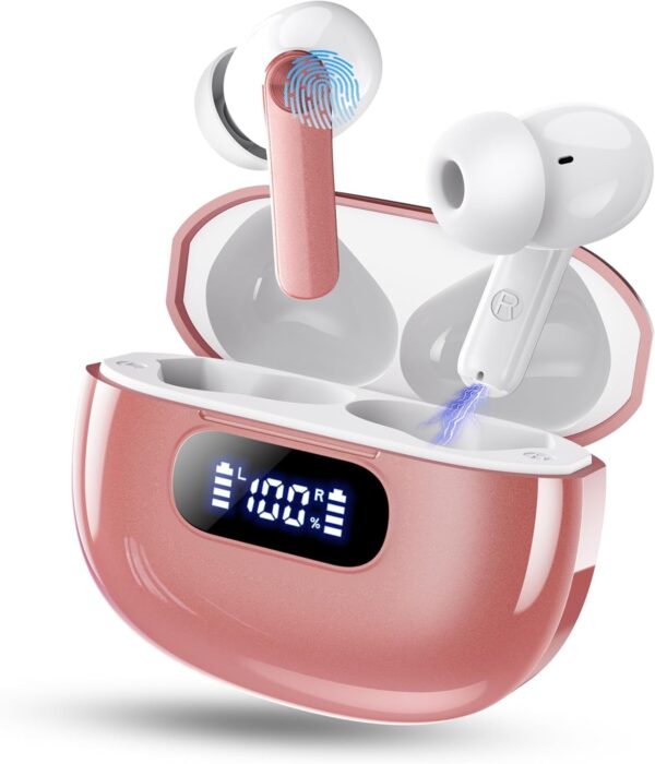 Ear buds Wireless Earbuds, Bluetooth 5.3 Headphones 2025 Wireless Earphones, 4 ENC Noise Cancelling Mic, HiFi Stereo, 48H Playtime Mini In Ear Bluetooth Earbuds LED Display IP7...