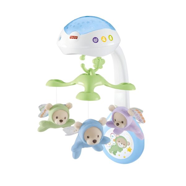 Fisher-Price Butterfly Dreams 3-in-1 Projection Mobile - Soothing Baby Sleep Aid with 3 Audio Modes and Plush Bears, Musical Cot Mobile, Tabletop Projector and Stroller Toy,...