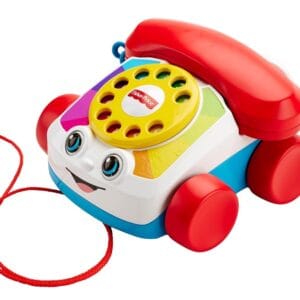 Fisher-Price Toddler Pull Toy Chatter Telephone Pretend Phone with Rotary Dial and Wheels for Walking Play Ages 1+ years, FGW66
