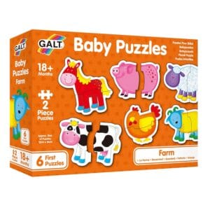 Galt Baby Puzzles - Fun, Educational and Colourful Early Learning 2 Pc First Jigsaw Puzzles - Set of 6 Two Chunky Piece Puzzles for Babies - Develop Matching and Motor Skills -...