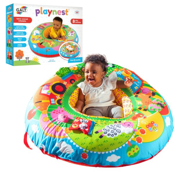 Galt Playnest, Farm - Baby Sit Me Up with Inflatable Ring, Head & Neck Support, 8 Sensory Activities, 90cm Diameter & Machine Washable Cover - Easy Travel, Suitable from Birth -...