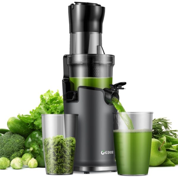 GDOR Cold Press Juicer Machines for Whole Fruit and Vegetable, Wide Mouth 89MM Feeding Chute, Powerful Slow Masticating Juicer with Two-layer Filter, High Juice Yield, BPA-Free,...