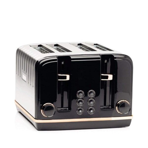 Haden Salcombe Black 4 Slice Toaster - Dual Browning Control, Retro Design, Wide Slot Toaster - Stainless Steel Housing - Self Centring Function - Easy To Clean 4 Slice Toaster...