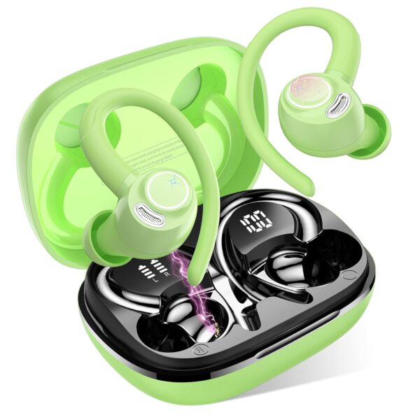 Jesebang Wireless Earbuds, Bluetooth 5.3 Headphones, 2025 Wireless Earphones HiFi Stereo Sound with ENC Mic, Sport Headsets in Ear EarHooks for Running, 40H Dual LED Display,...