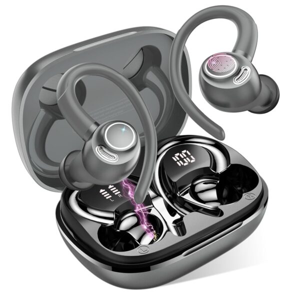 Jesebang Wireless Earbuds, Bluetooth 5.3 Headphones, 2025 Wireless Earphones HiFi Stereo Sound with ENC Mic, Sport Headsets in Ear EarHooks for Running, 40H Dual LED Display,...