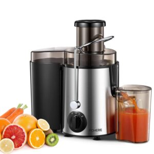 Juicer Machines, FOHERE Centrifugal Juicer Extractor Max Power 800W,Large 3” Feed Chute for Whole Fruit and Vegetables,3 Speed Control, 400w Motor,Cleaning Brush and Recipe...