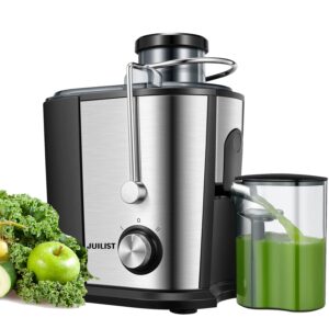 Juilist Juicer, 600W Juicer Machines with Anti-drip & Anti-slip Function, Juicers Whole Fruit and Vegetable with 3-Inch Wide Mouth Food Chute, 2 Speeds, Recipe Included, Easy to...