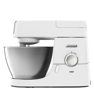 Kenwood Chef Stand Mixer for Baking - Stylish Food Mixer in White with K-beater, Dough Hook, Whisk and 4.6L Bowl, 1000W, KVC3100, White