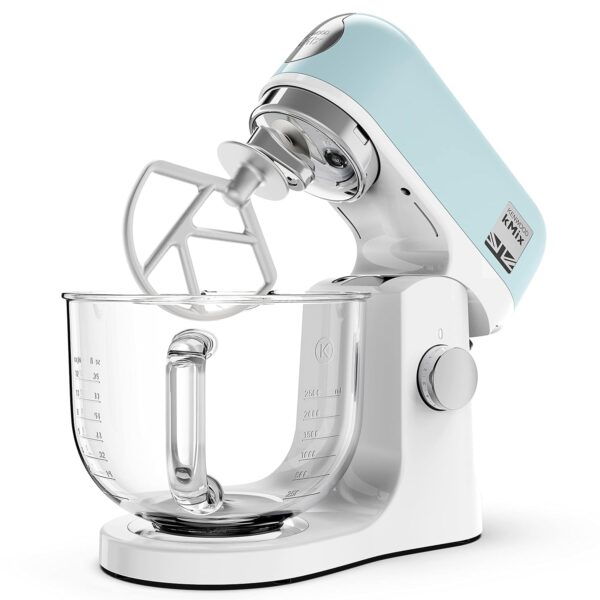 Kenwood KMX754APB Stand Mixer for Baking, Stylish Kitchen Mixer with K-beater, Dough Hook and Whisk, 5L Glass Bowl, Removable Splash Guard, 1000 W, Pastel Blue