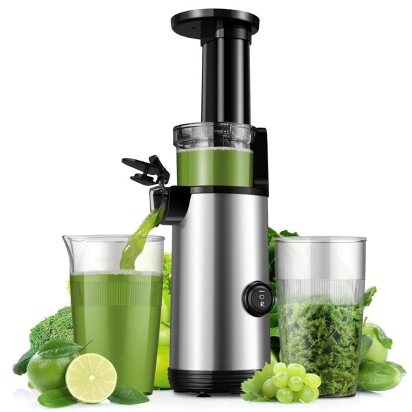KIDISLE Compact Juicer Machines Powerful Cold Press Juicer Easy to Clean Slow Juicer High Yield Juice Extractor Low Noise Masticating Juicer for Fruits and Vegetables Reverse...
