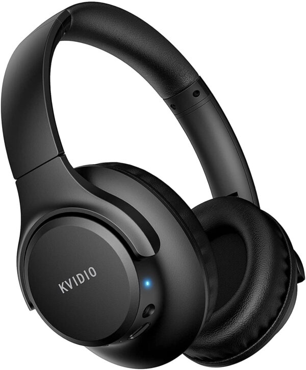KVIDIO Bluetooth Headphones Over Ear, 65 Hours Playtime Wireless Headphones with Microphone, Foldable Lightweight Headset with Deep Bass,HiFi Stereo Sound for Travel Work PC...