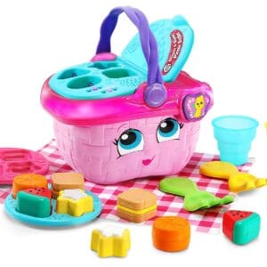 LeapFrog 603603 Shapes & Sharing Picnic Basket Baby Toy Educational and Interactive 16 Pieces for Creative and Learning Play For Boys & Girls 6 months, 1,2,3 Year Olds, Pink,...