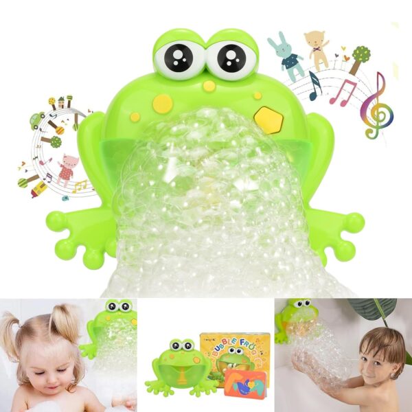 Light Up Baby Bath Bubble Toy, Automatic Frog Bubble Maker Kids Bath Bubble Machine with 24 Music Baby Fun Bath Toys(New 2024)