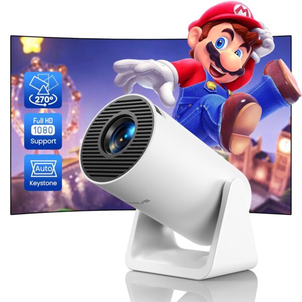 Mini Projector【Auto Keystone & Short Throw】20000 Lumen WiFi Bluetooth Portable Phone Projector 4K Full HD 1080P Supported, WiMiUS 270° Rotatable Outdoor Home Cinema Video...