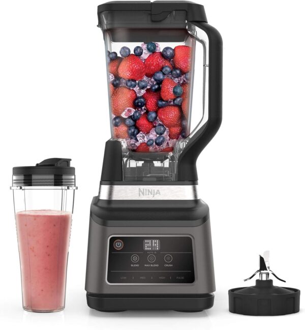 Ninja 2-in-1 Blender with 3 Automatic Programs; Blend, Max Blend, Crush, and 4 Manual Settings, 2.1L Jug & 700ml Cup, 1200W, Dishwasher Safe Parts, Auto-iQ, Black BN750UK