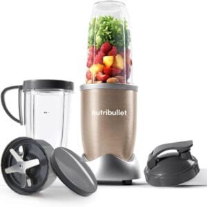 nutribullet Blender 900 Series - Powerful 24,000 RPM Extractor Blends Frozen Fruit, Nuts & Ice - 8 Piece Kit Includes Oversized Cup, Tall Cup, Handled Ring & 2 Lids - For...