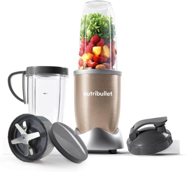 nutribullet Blender 900 Series - Powerful 24,000 RPM Extractor Blends Frozen Fruit, Nuts & Ice - 8 Piece Kit Includes Oversized Cup, Tall Cup, Handled Ring & 2 Lids - For...