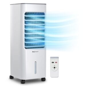 Pro Breeze 4-in-1 Air Cooler with 5 Litre Capacity, Remote Control, 3 Fan Speed, and LED Display. Powerful Evaporative Portable Air Cooler with Built-in 7 Hour Timer & Automatic...