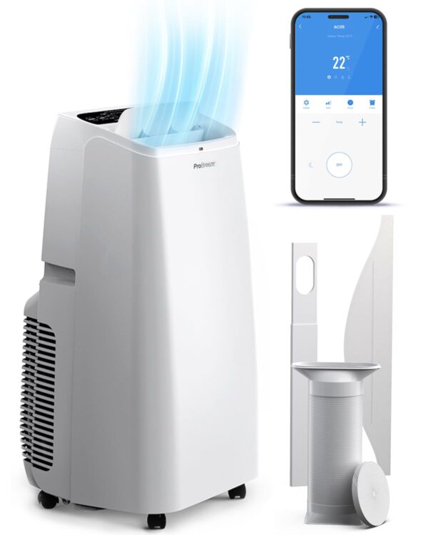 Pro Breeze 4-in-1 Powerful Portable Air Conditioner 12,000 BTU - Smart Home WiFi Compatible - App & Voice Control - Heater & Dehumidifier mode, 24hr Timer & Window Venting Kit -...