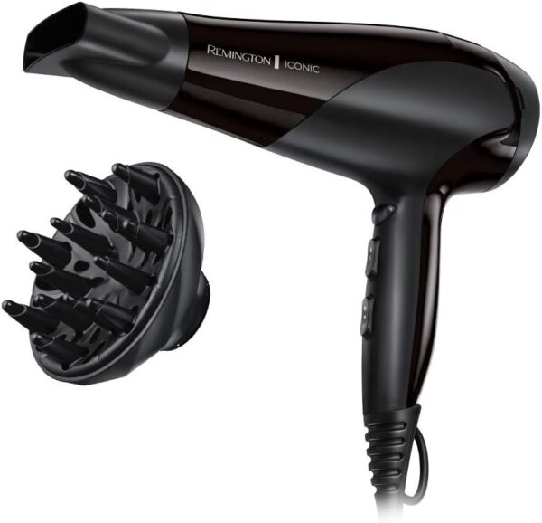 Remington Hair Dryer Ionic (Powerful, Fast Professional Styling, Diffuser, Concentrator, Ionic Conditioning for Frizz Free Hair, 3 Heat / 2 Speed Settings, Cool Shot, 2200W,...